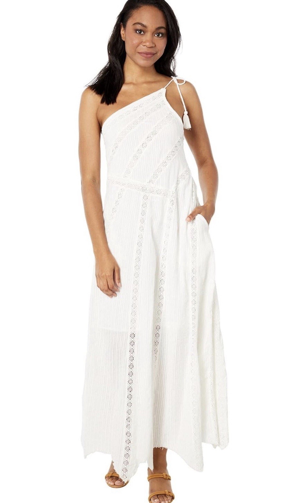 Free People Maxi Dress Bella One Shoulder Boho Festival Fairy Wedding Sz Xs